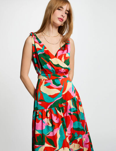 Printed maxi straight dress multicolor women