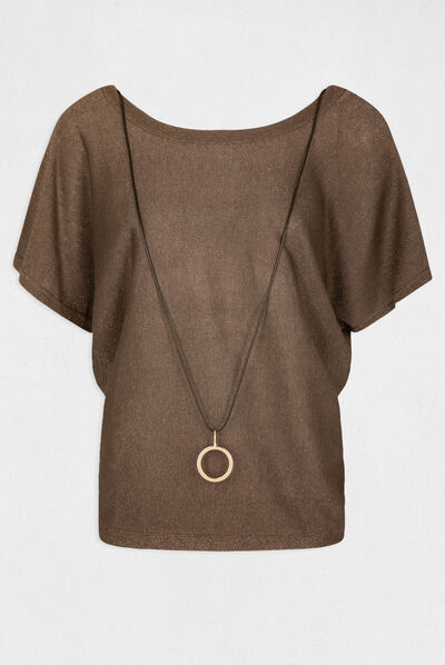 Short-sleeved jumper jewelled detail  ladies'