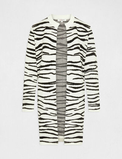 Long cardigan with zebra print black ladies'