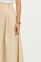 High-waisted long skirt beige women