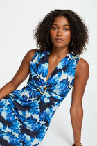 Robe longue droite imprimée multicolore femme