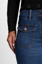 Bootcut jeans pockets buttons stone wash denim women