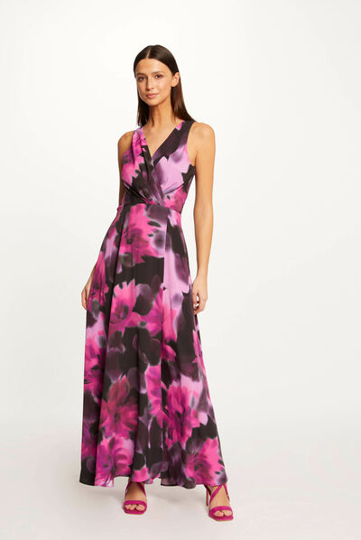 Maxi A-line dress abstract print multico ladies'