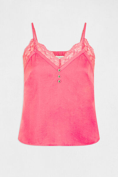Vest top with thin straps and buttons fuchsia ladies'