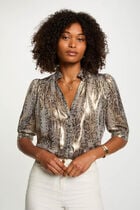 Fitted shirt with puff sleeves multicolor women