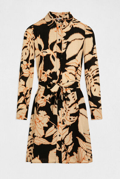 Straight shirt dress with vegetal print multico ladies'