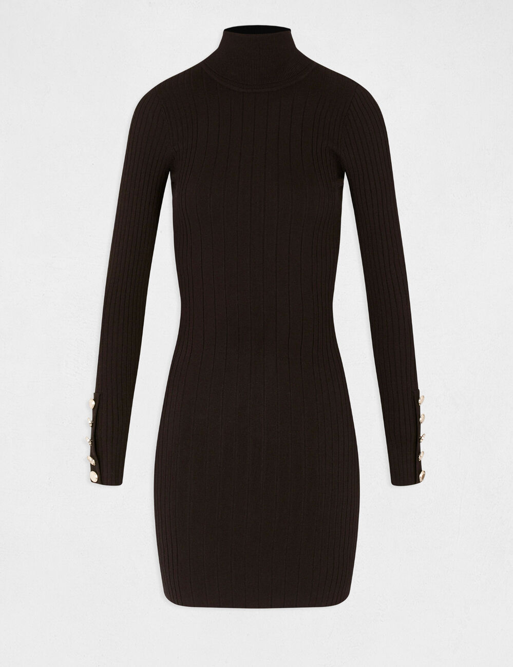 Robe pull ajustée avec col roulé noir femme