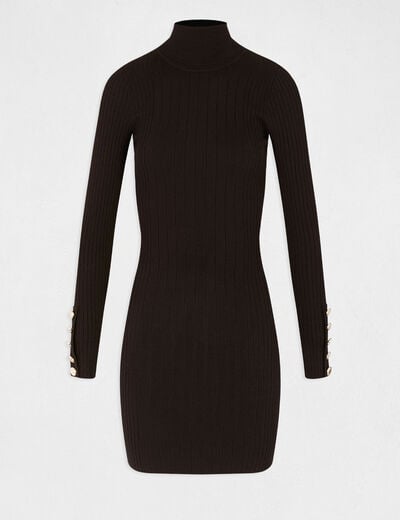 Fitted jumper dress with turtleneck black women