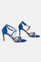 Sandales à talons avec brides strass bleu femme