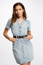 Short fitted denim dress jean bleached women