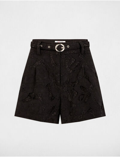 High waist laced shorts black women