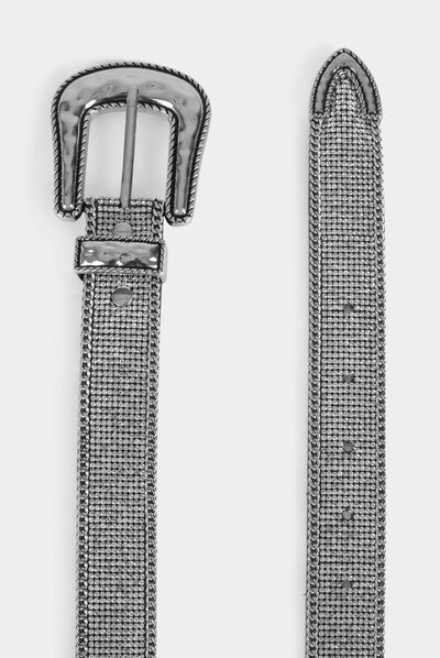 Belt with rhinestones silver ladies'