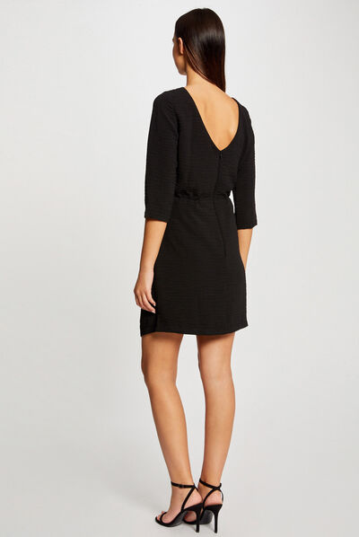 Waisted dress with open back black ladies'