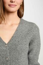 Cardigan with V-neck light grey women
