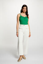 Lace tank top with square neckline meadow green women