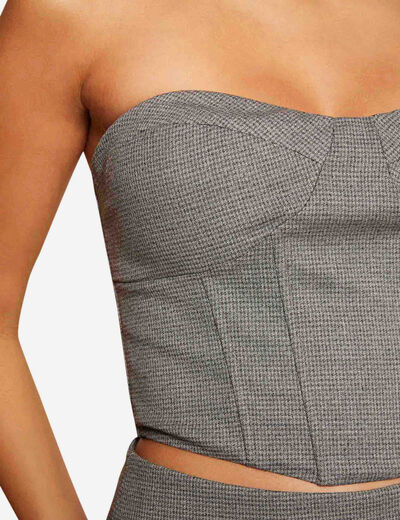 Cropped sleveless bustier mid-grey ladies'