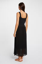 Robe tricot longue cintrée noir femme