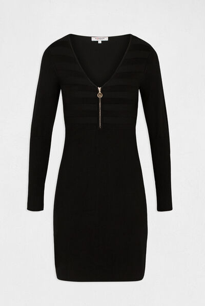 Straight jumper dress with zipped detail black ladies'