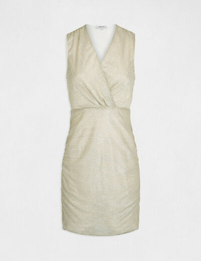 Fitted dress with metallised threads gold ladies'