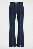 Bootcut jeans with slits raw denim women