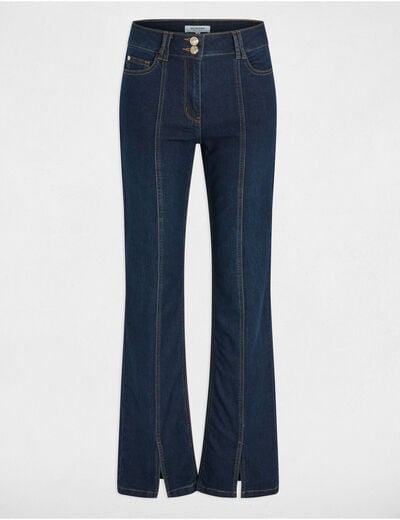 Bootcut jeans with slits raw denim women