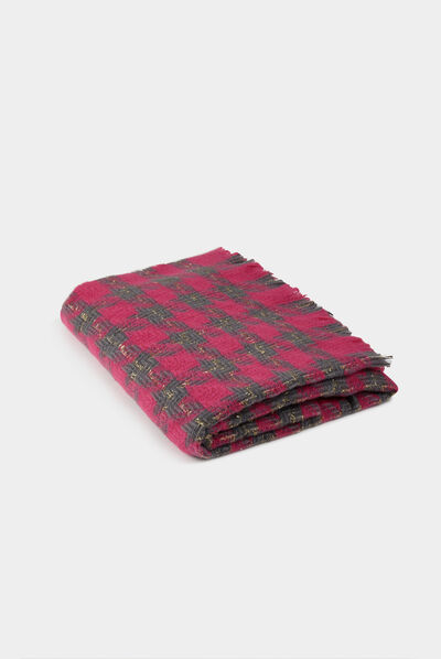 Scarf with houndstooth print pink ladies'