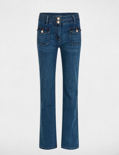Bootcut jeans pockets buttons stone wash denim women