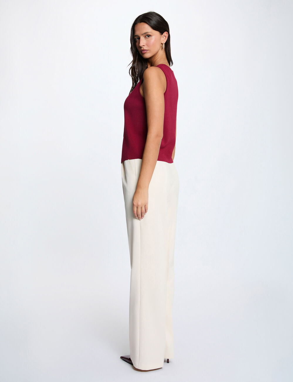 Sleeveless V-neck cardigan bordeaux women