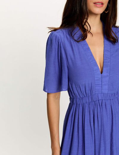 Pleated short dress blue women