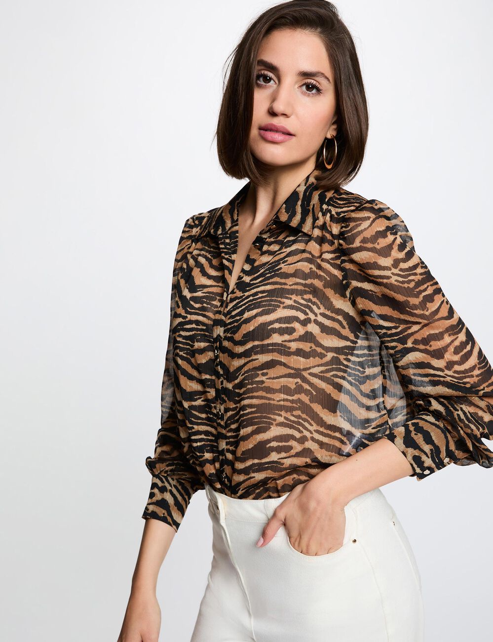 Printed voile shirt multicolor women