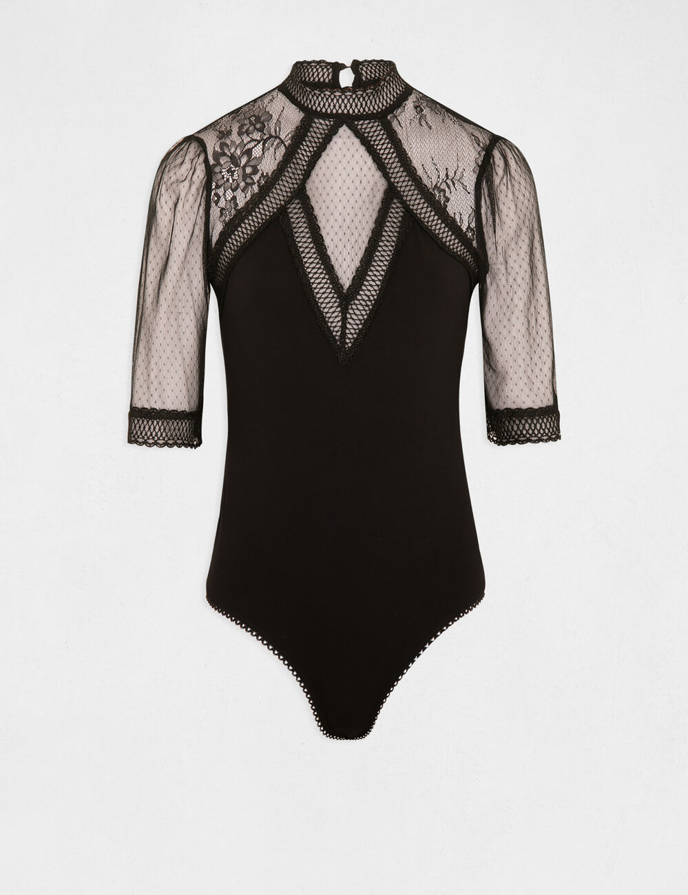 3/4-length sleeved body with lace black women