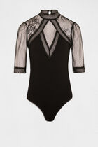 3/4-length sleeved body with lace black women