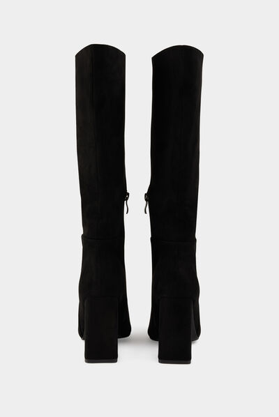 Boots with heels and pointed toe black ladies'