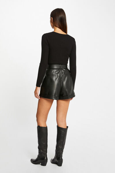 Long-sleeved jumper with opening black ladies'