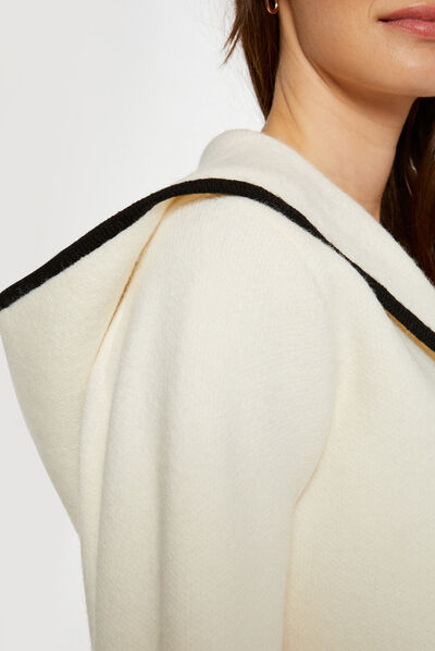 Short buttoned cardigan with hood ecru ladies'
