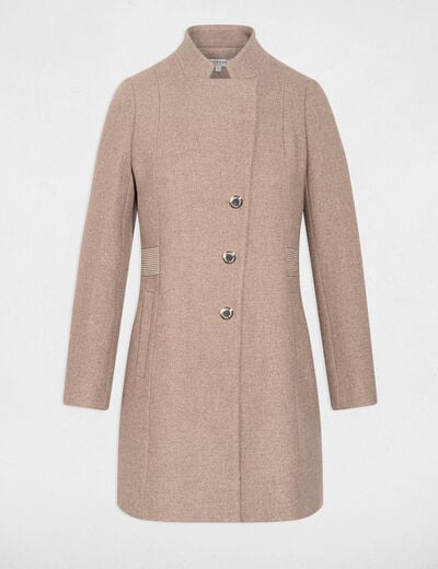 Fitted coat with rhinestones beige women