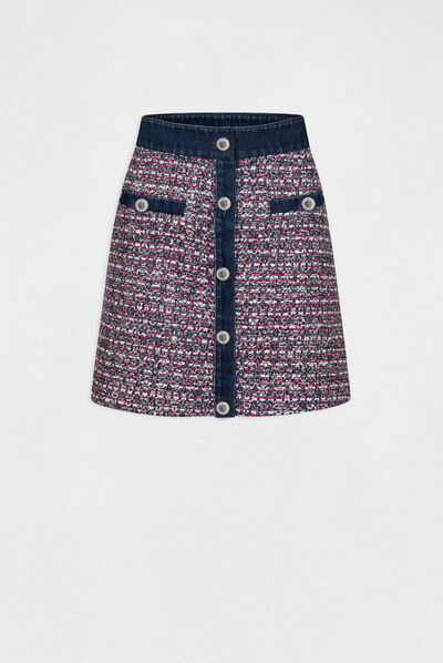 A-line skirt with denim details multico ladies'