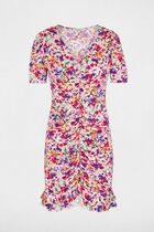 Short dress with puff sleeves multicolor women