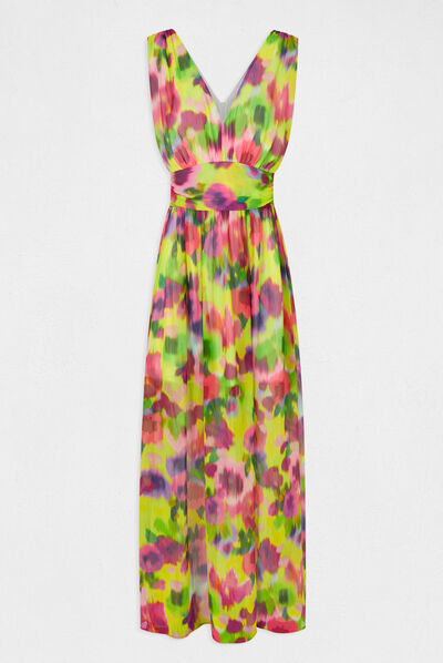 Maxi waisted dress abstract print multico ladies'