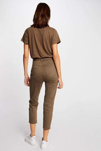 High-waisted belted cropped slim jeans  ladies'
