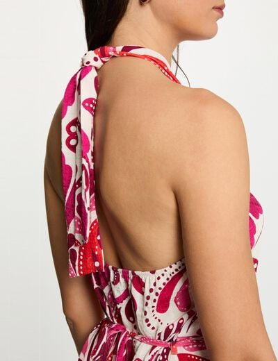 Fitted high neck dress multicolor women