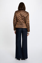 Satin reversible puffer jacket bronze color women