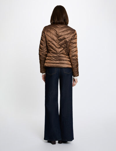 Satin reversible puffer jacket bronze color women