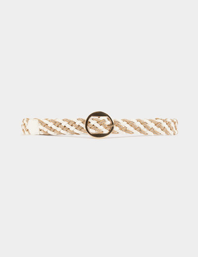Braided belt with rhinestones white women