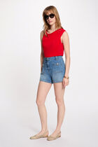 Draped cowl neck t-shirt red women