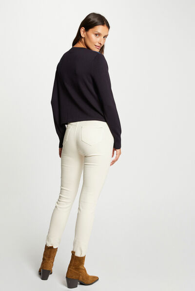 Long-sleeved cardigan with denim front navy ladies'