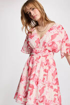 Robe cache-coeur manches volant&eacute;es multicolore femme