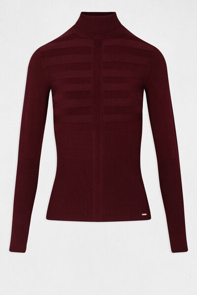 Long-sleeved jumper turtleneck plum ladies'