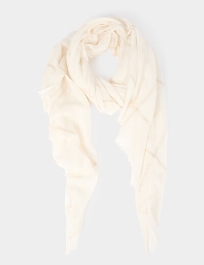 Scarf with check print ivory women