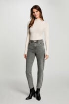 Pull col roulé ajusté ivoire femme
